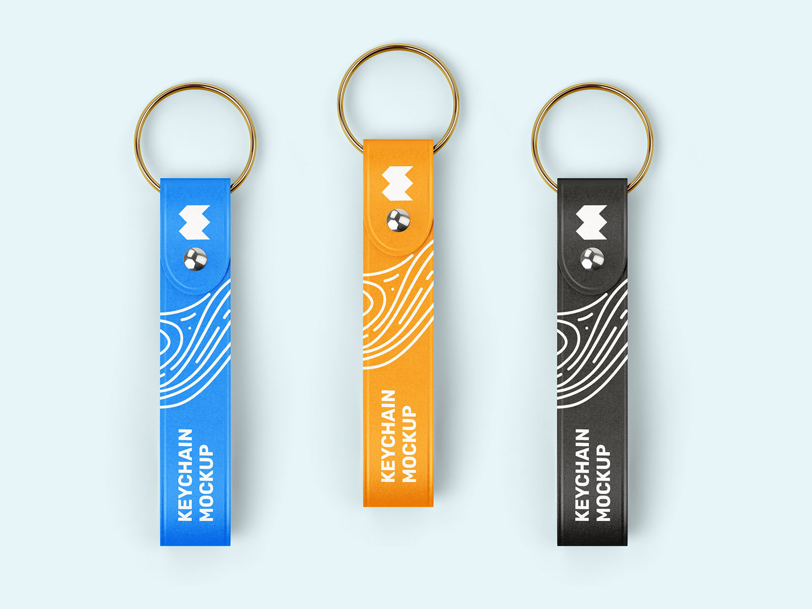 4 Mockups of Strap Keychains in Top and Perspective Sights FREE PSD