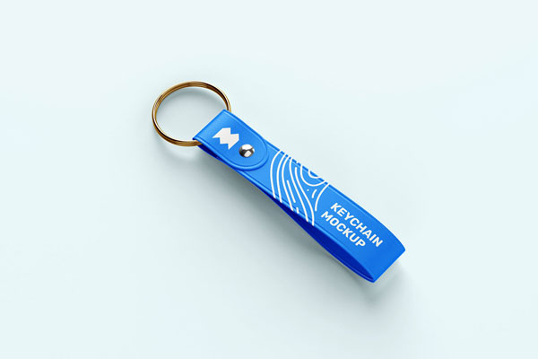 4 Mockups of Strap Keychains in Top and Perspective Sights FREE PSD