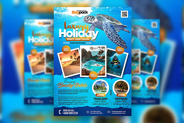 Abstract Infographic Travel Agency Advertisement Flyer Template FREE PSD