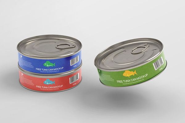 Front Sight of 3 Tuna Cans Mockup FREE PSD