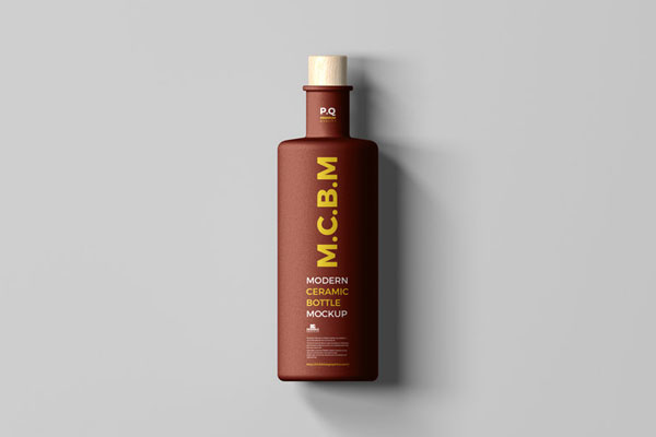 Front Sight of Ceramic Bottle Mockup FREE PSD