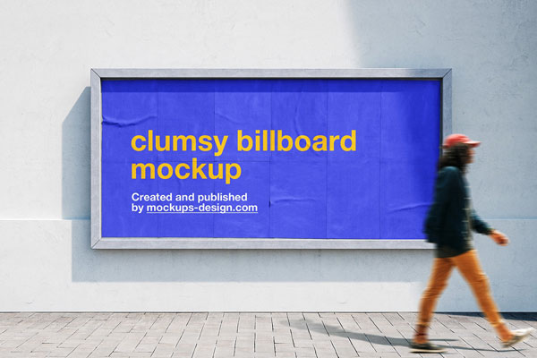 Front View of a Clumsy Paper Billboard Mockup FREE PSD