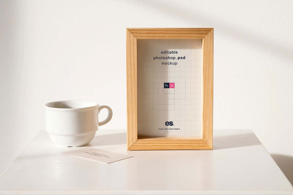 Front View of a Mini Wooden Frame Mockup FREE PSD