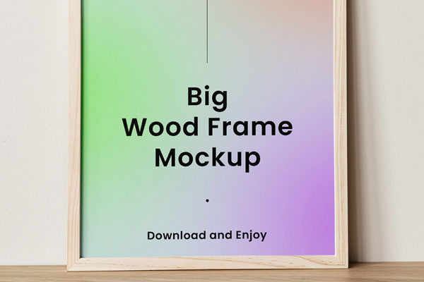 Front View of a Wooden Frame Mockup FREE PSD