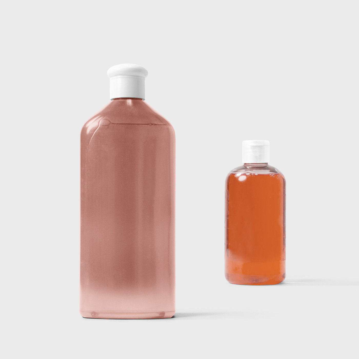 Front View of Big and Small Shampoo Bottle Mockup FREE PSD