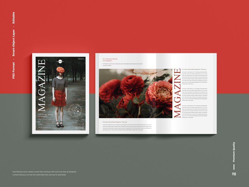 Front View of Branding Magazine Mockup FREE PSD