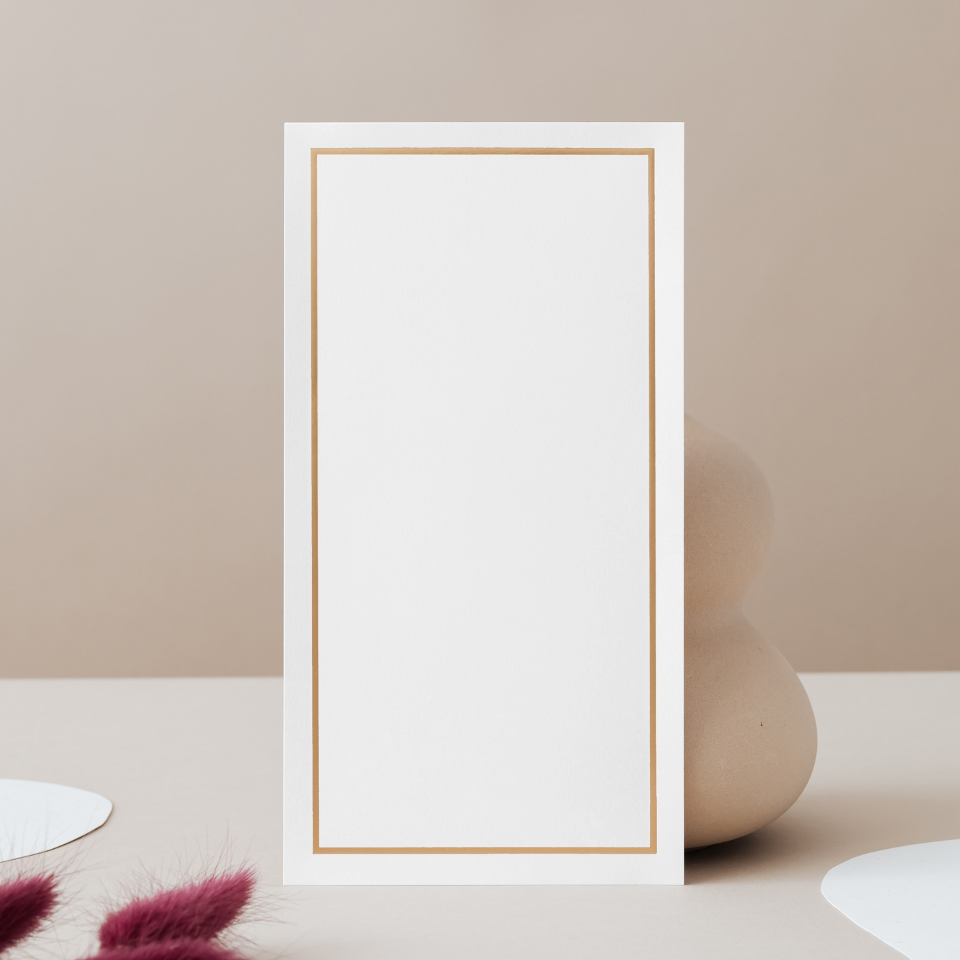 Front View of Elegant Vertical Card Mockup on Artistic Surface FREE PSD