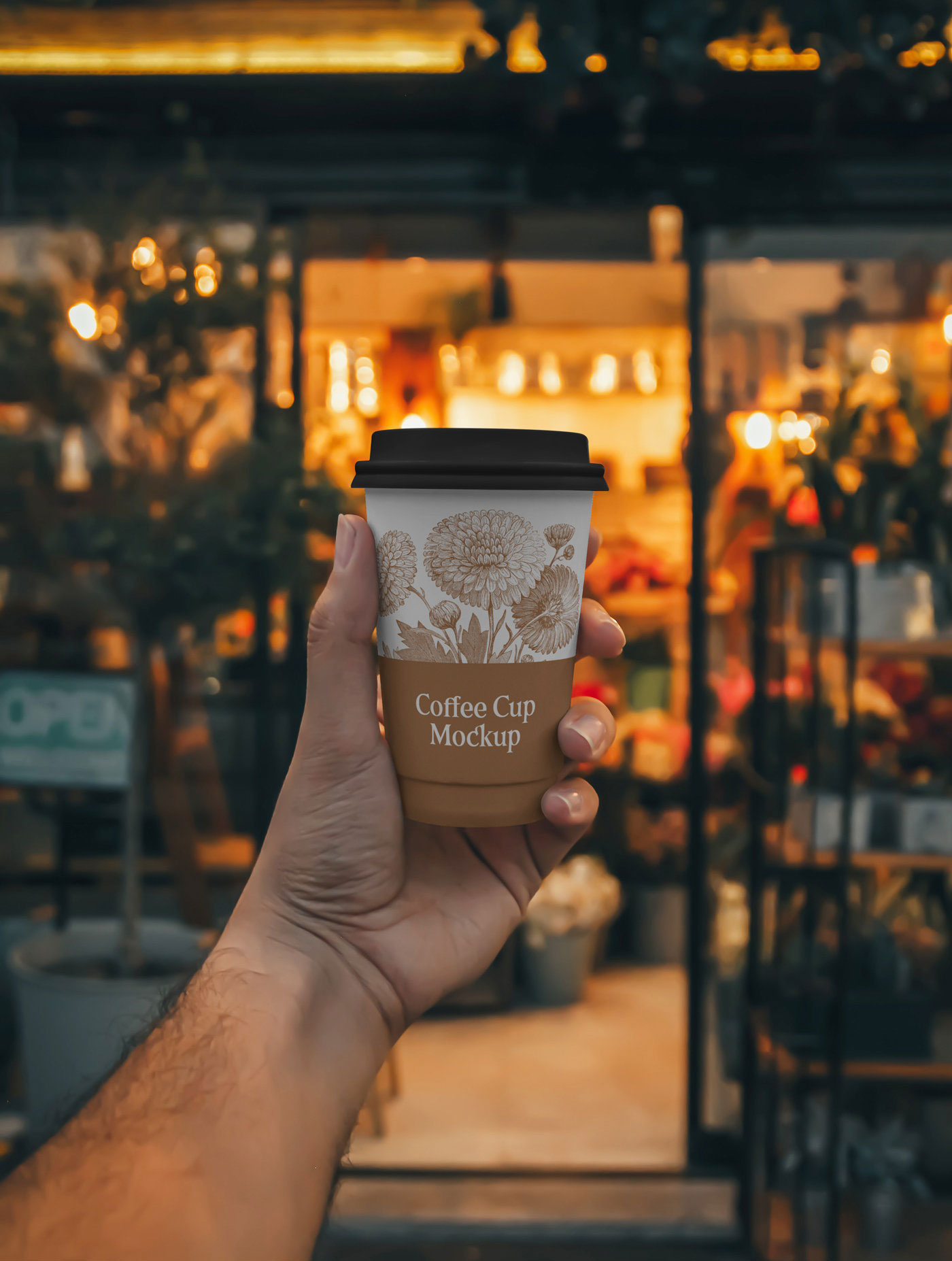 Front View of Man Holding Paper Cup Mockup FREE PSD