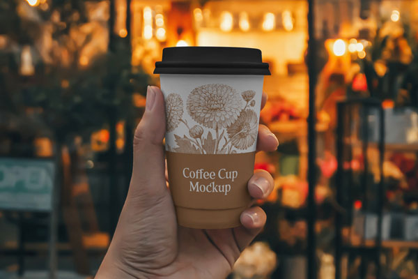 Front View of Man Holding Paper Cup Mockup FREE PSD