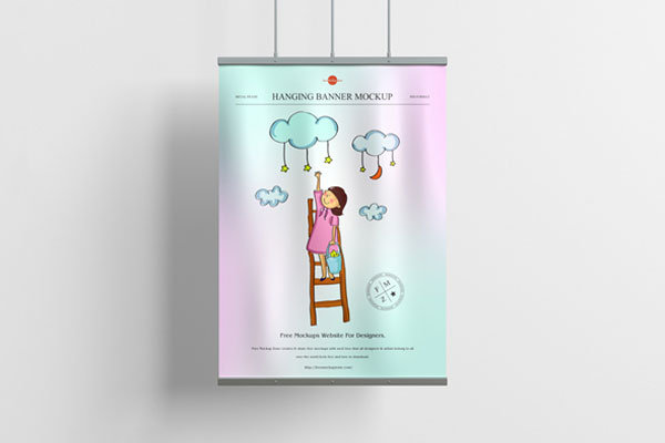 Front View of Metal Hanging Banner Mockup FREE PSD