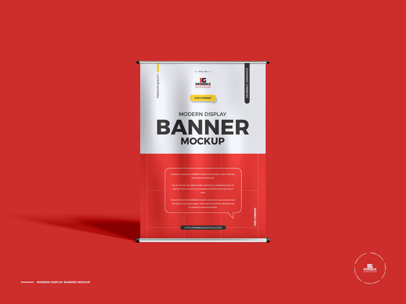 Front View of Modern Display Banner Mockup FREE PSD