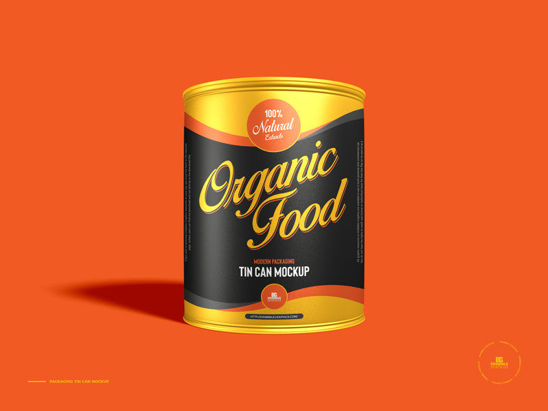 Front View of Modern Packaging Tin Can Mockup FREE PSD