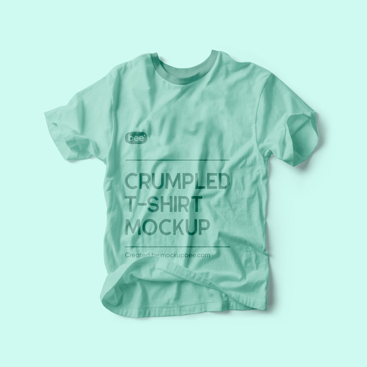 Front View of Round Neck Crumpled T-shirt Mockup FREE PSD