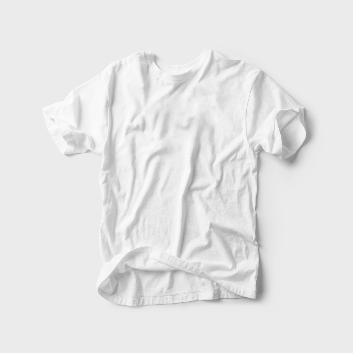 Front View of Round Neck Crumpled T-shirt Mockup FREE PSD