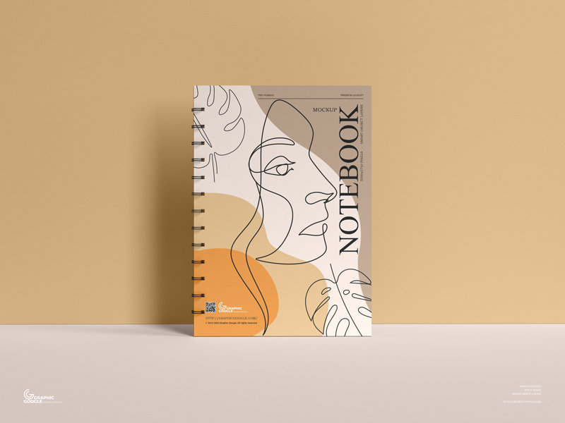 Front View of Spiral A4 Notebook Mockup FREE PSD