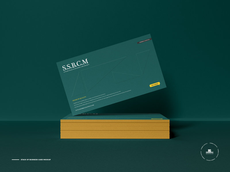 Front View of Stylish Stack of Business Card Mockup FREE PSD