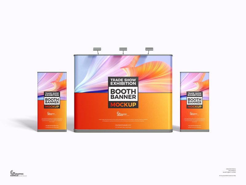Front View of Trade Show Exhibition Booth Banner Mockup FREE PSD