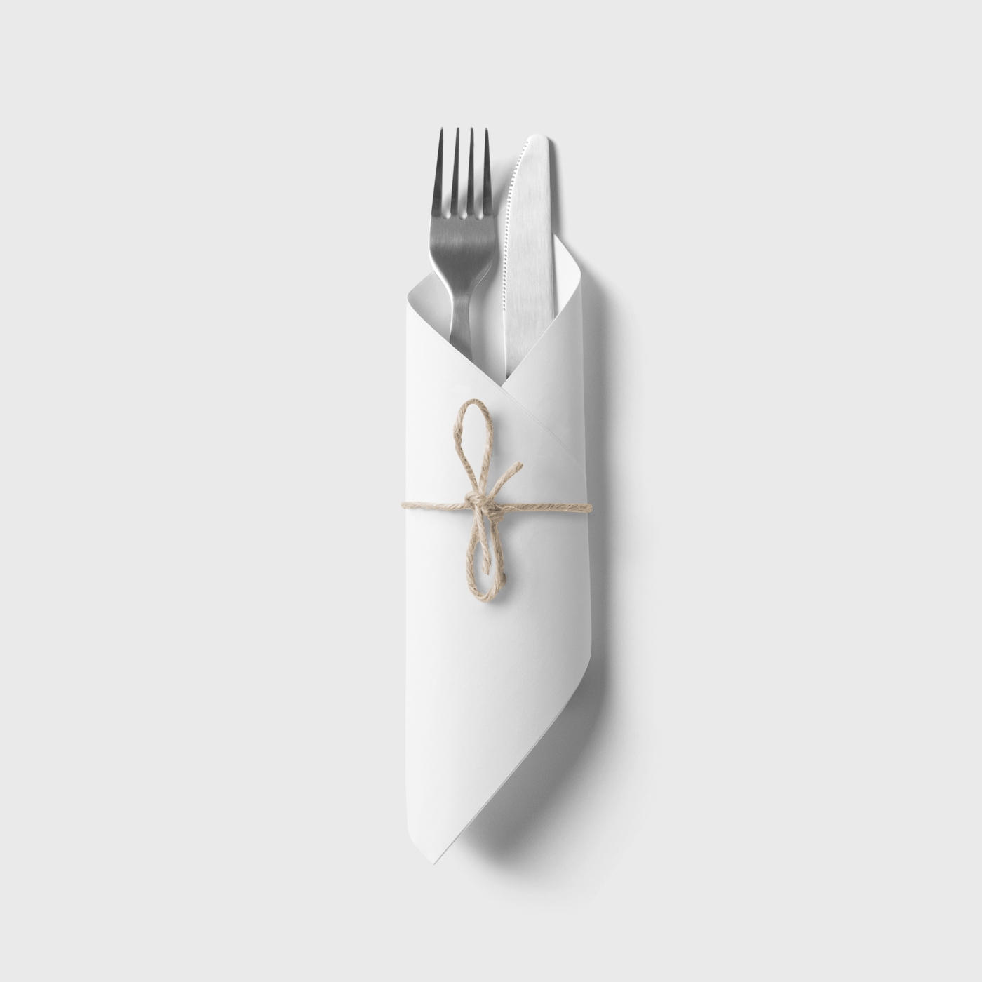 Front View of Trendy Napkin Mockup with Cutlery FREE PSD