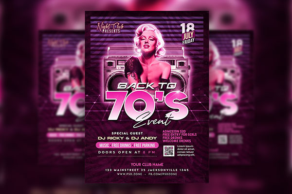 Retro Party PSD Flyer Template #36220 - Styleflyers