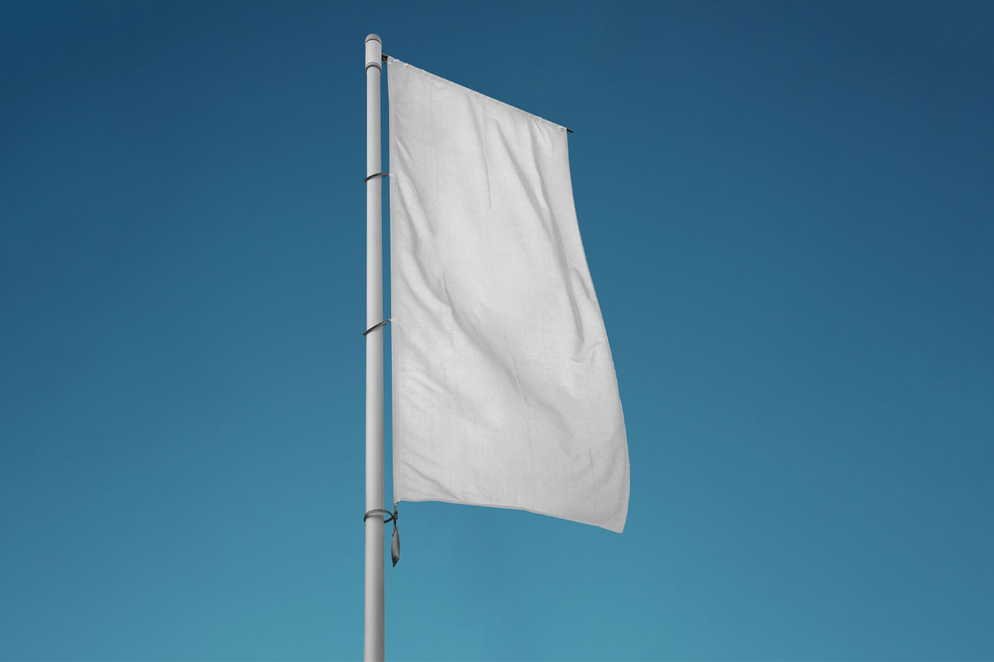 Perspective View of a Vertical Wrinkled Pole Flag Mockup FREE PSD