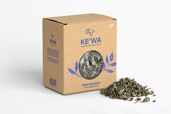 Perspective View of Tea Kraft Box Mockup FREE PSD