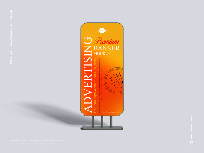 Rectangular Advertising Banner Mockup in Front Sight FREE PSD