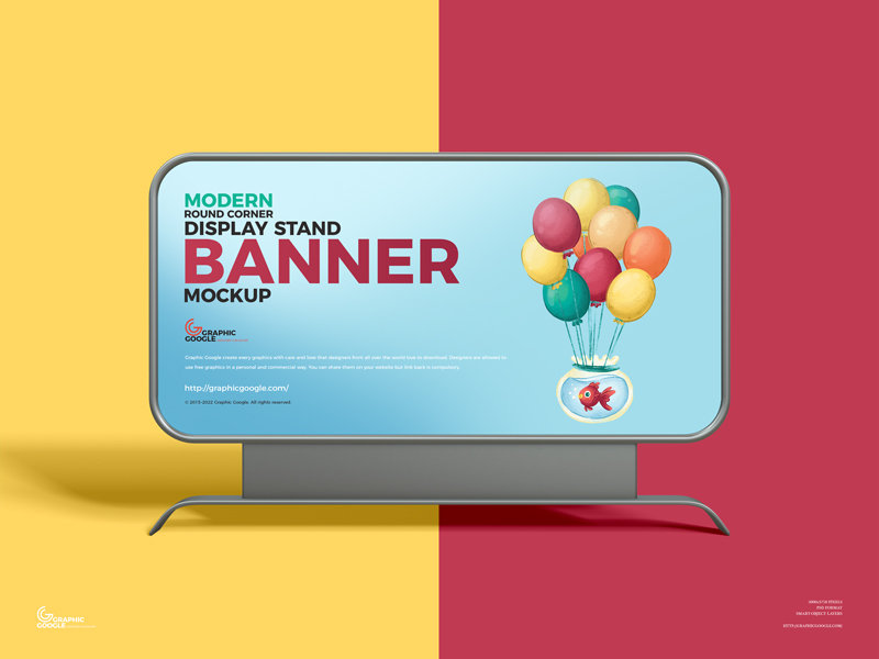 Round Corner Standing Banner Mockup in Front Sight FREE PSD