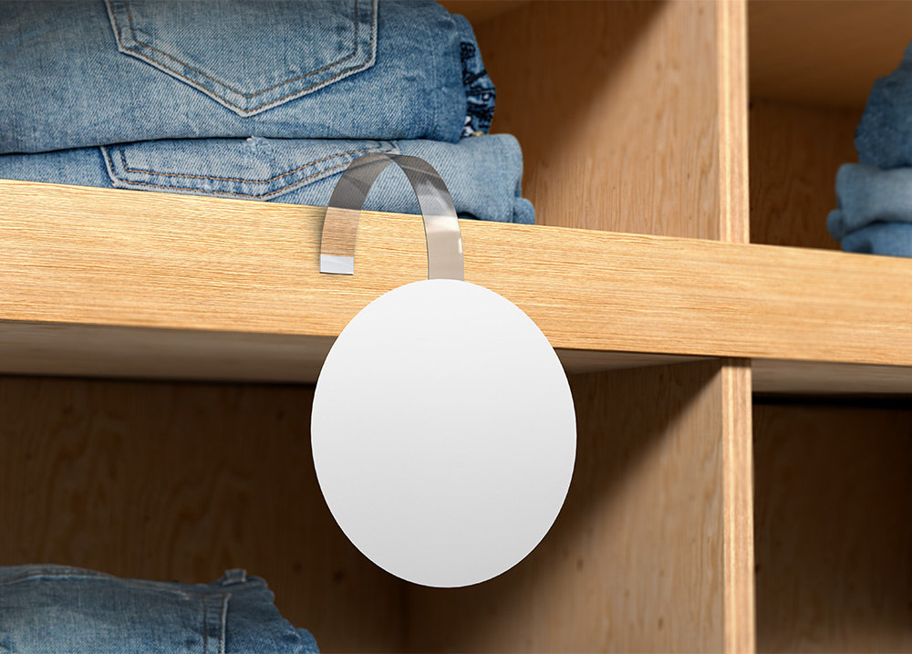 Round Shelf Wobbler Mockup in Perspective View FREE PSD