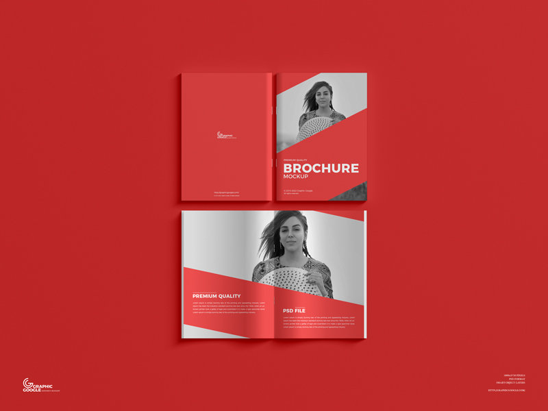 Top Scene of Saddle Stitch Brochure Mockup FREE PSD