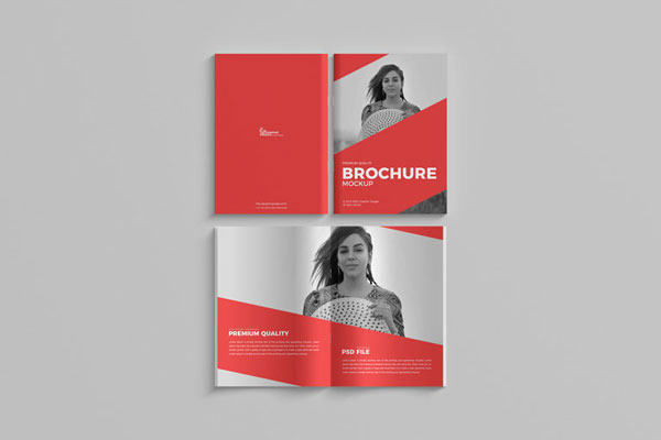 Top Scene of Saddle Stitch Brochure Mockup FREE PSD