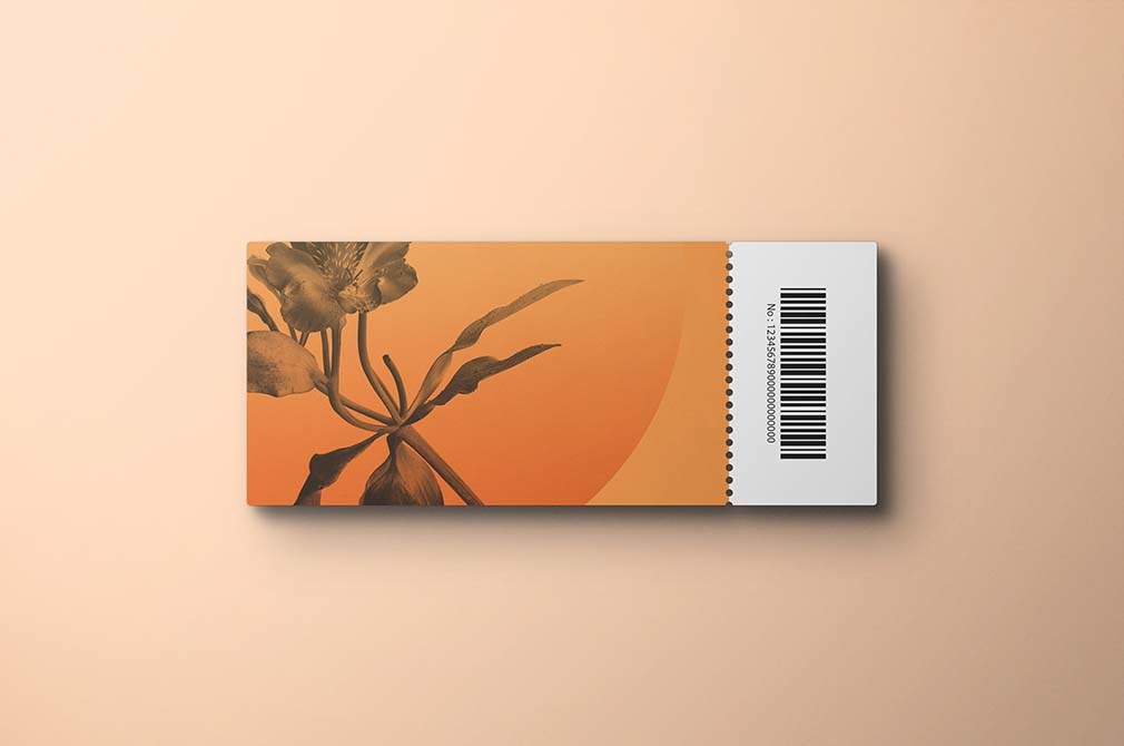 Top View of a Classic Rectangular Event Ticket Mockup FREE PSD