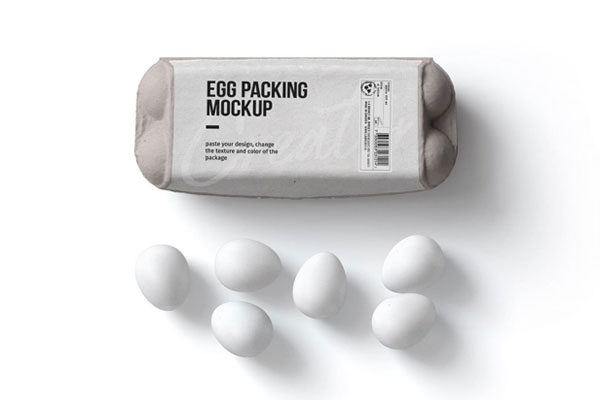 Top View of Box Packaging Mockup Next to Eggs FREE PSD