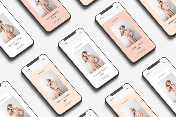 Top View of Grid Website Branding Device Phone Mockup FREE PSD