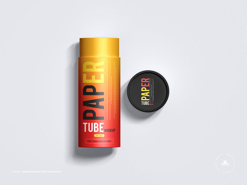 Top View of Open Branding Paper Tube Mockup FREE PSD
