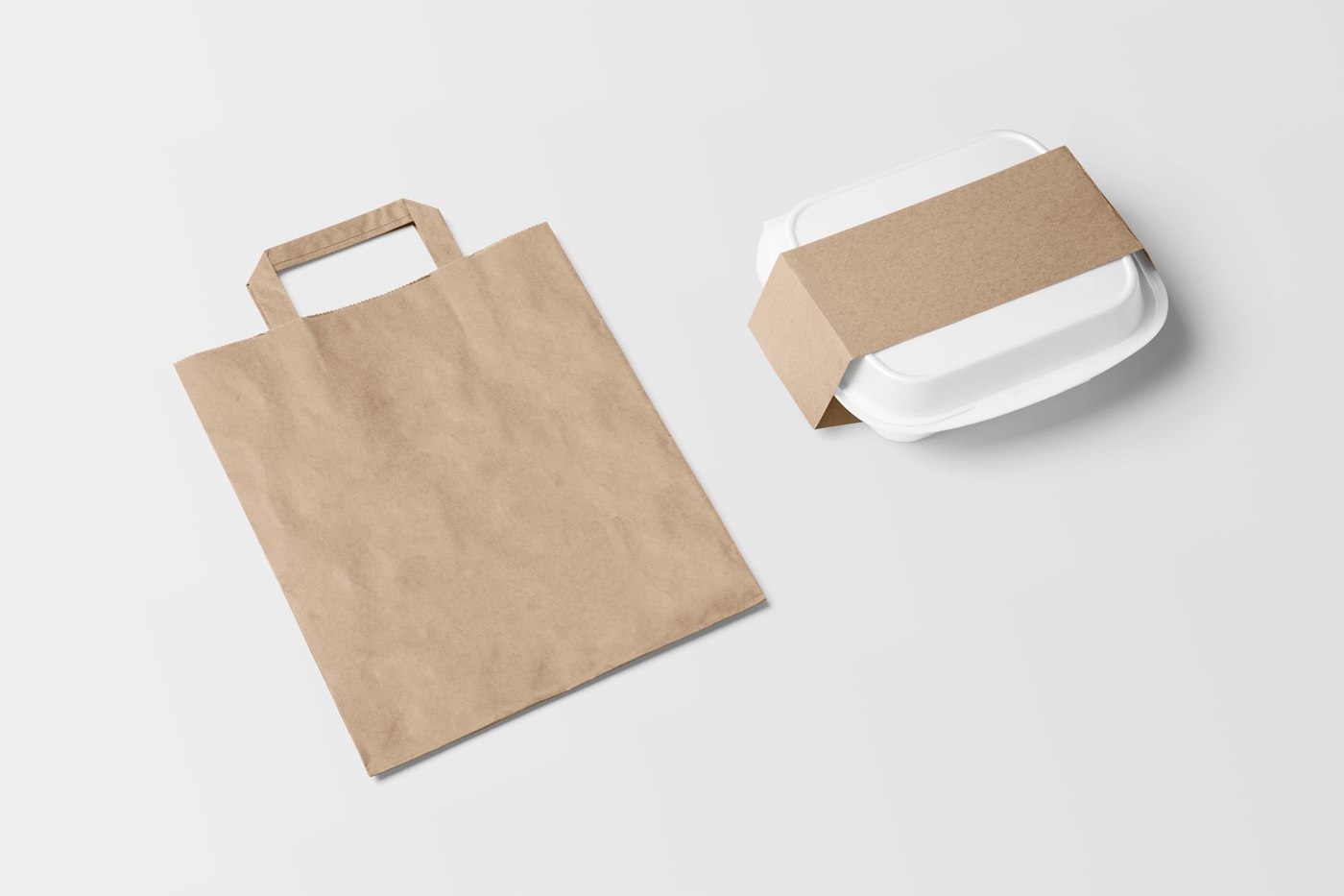 Top View of Packaging Box and Paper Bag Mockup FREE PSD