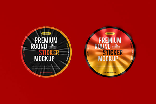 Round Sticker Label PSD Mockup Set - Vol. 01 — Mockups on UI8