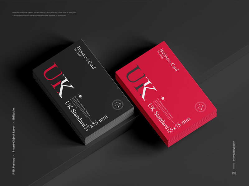 Top View of Standard Stacked Business Card Mockup FREE PSD
