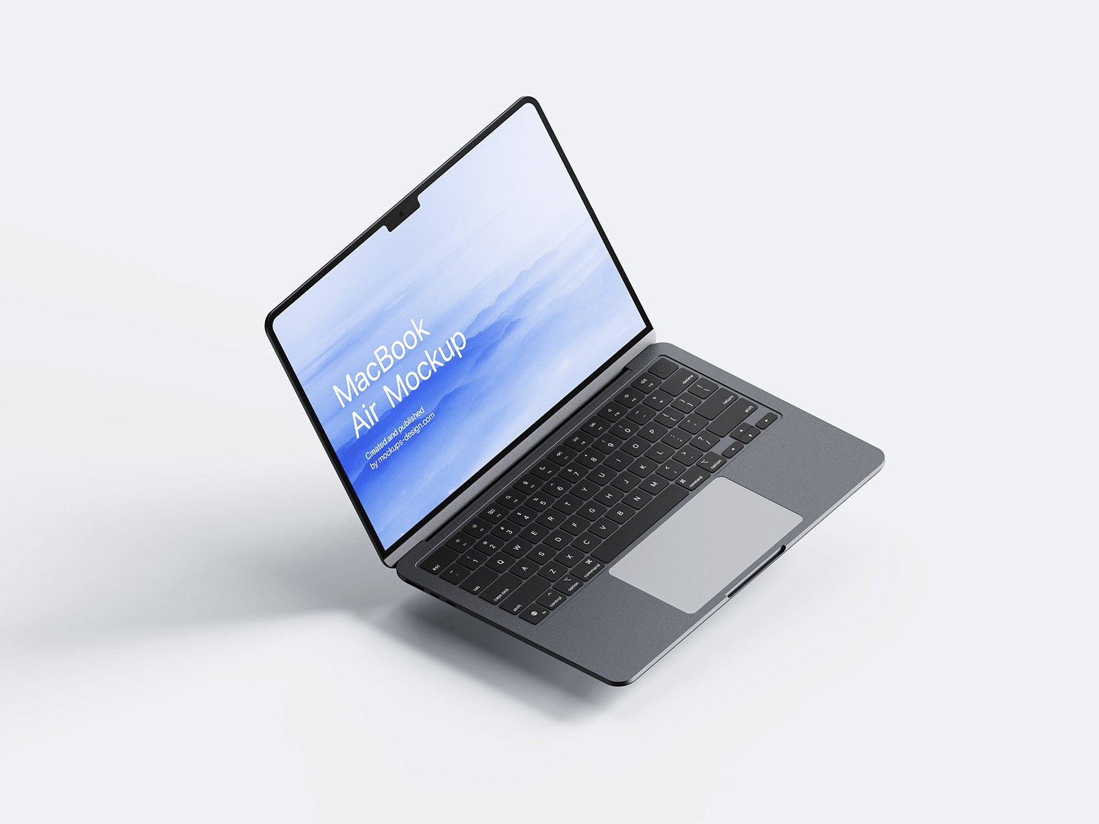 4 Angles of MacBook Mockups on the Table FREE PSD