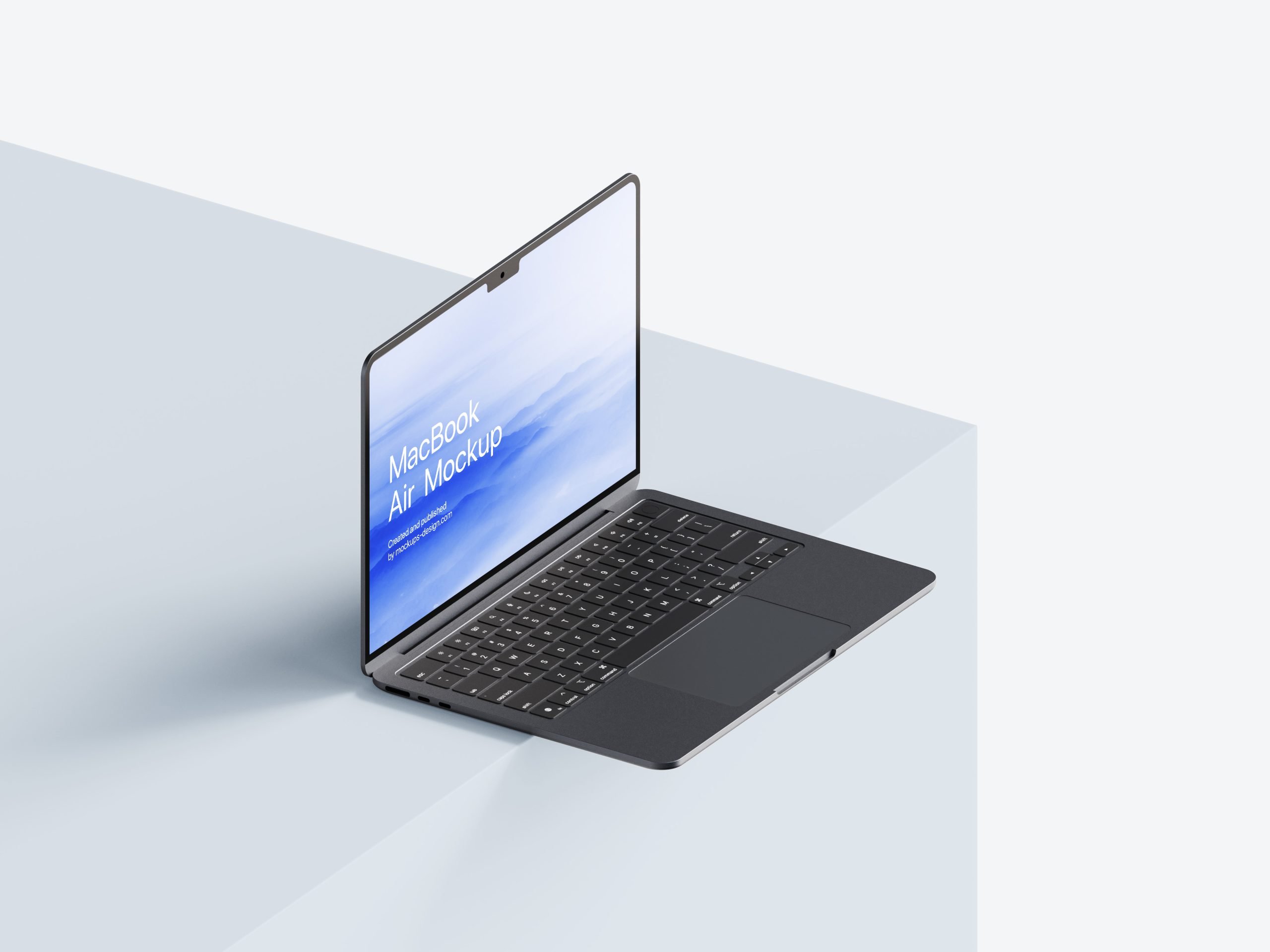 4 Angles of MacBook Mockups on the Table FREE PSD