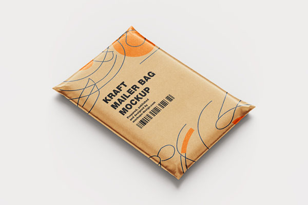 4 Mockups of Kraft Paper Mailing Bag FREE PSD