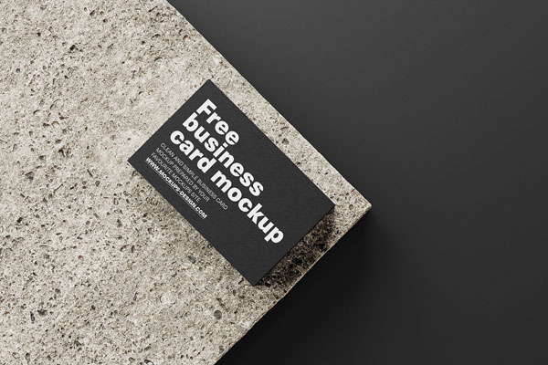 4 Shots of Business Card Mockup on Stone FREE PSD
