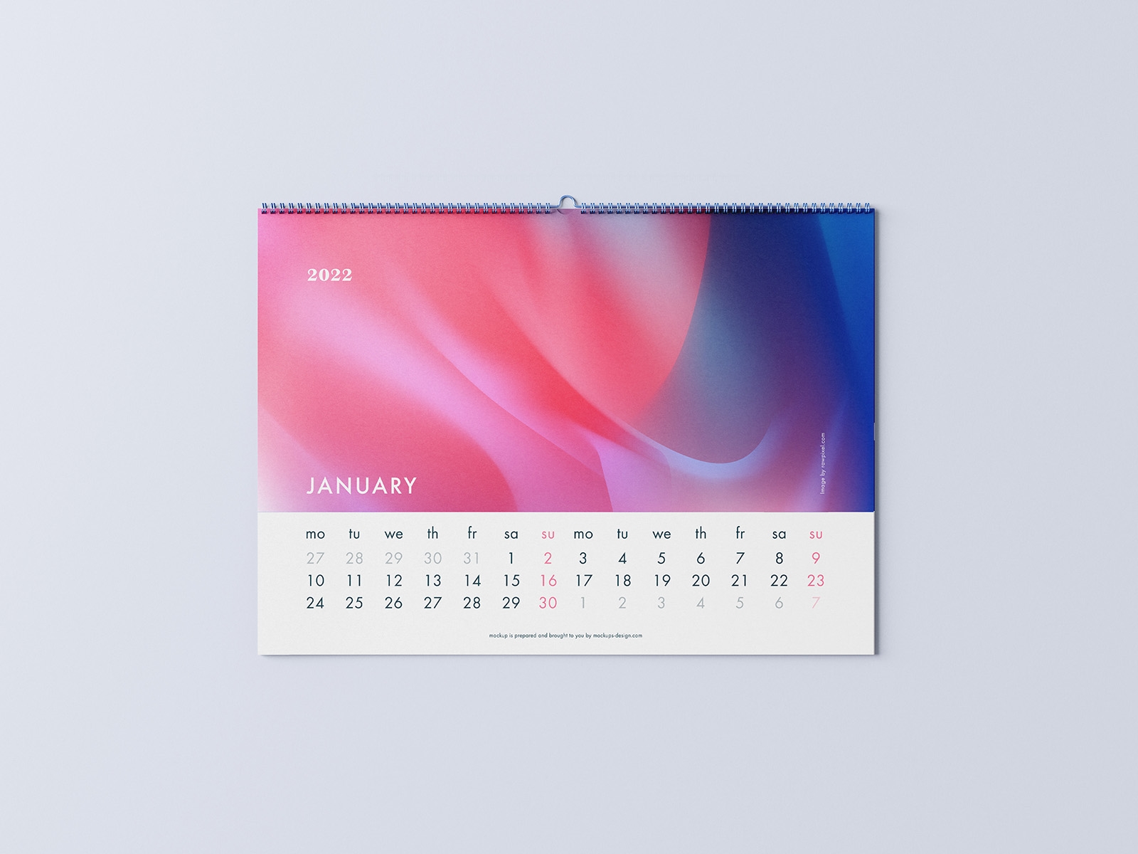 5 Mockups of Horizontal A3 Wall Calendar FREE PSD