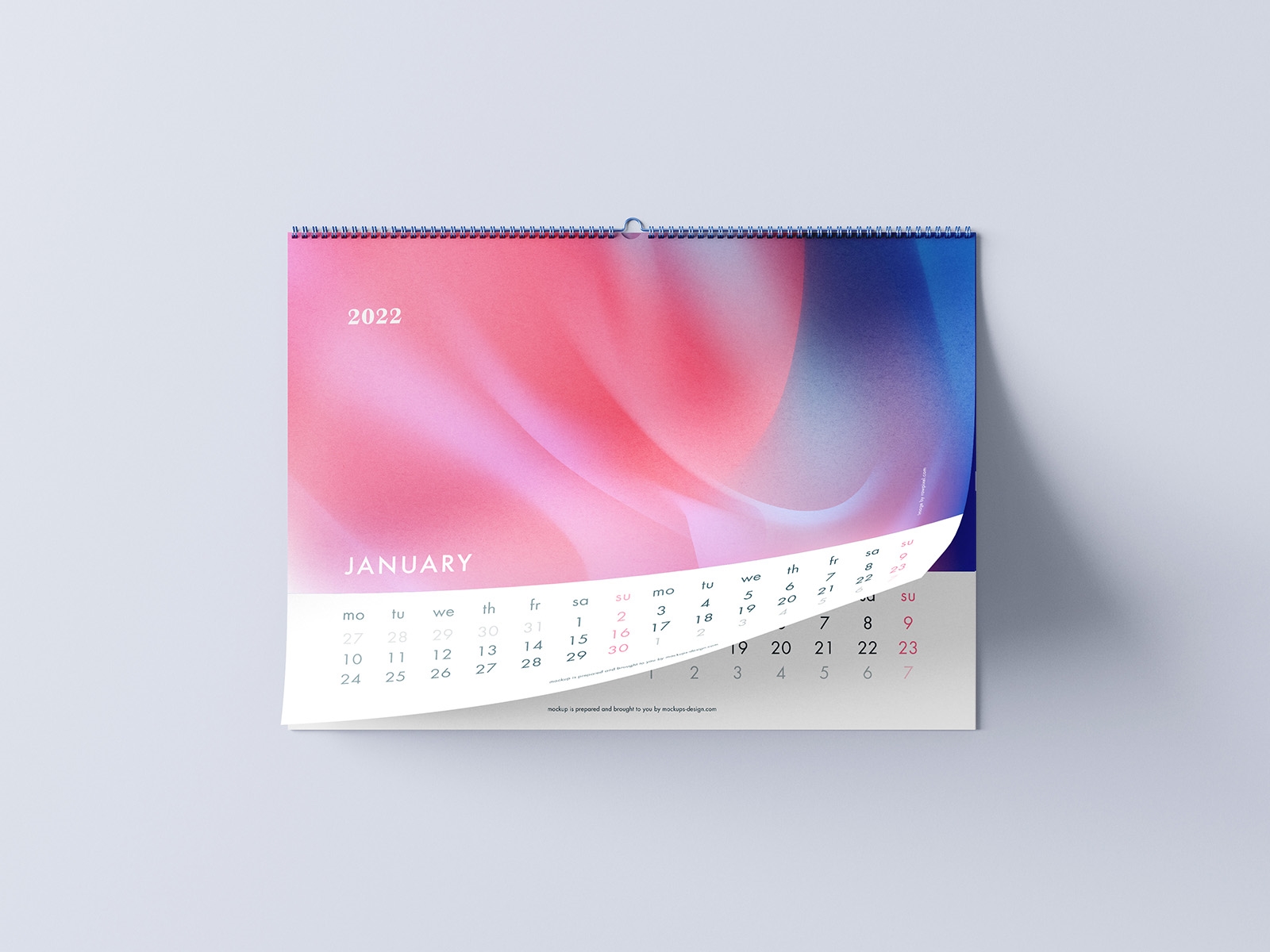 5 Mockups of Horizontal A3 Wall Calendar FREE PSD
