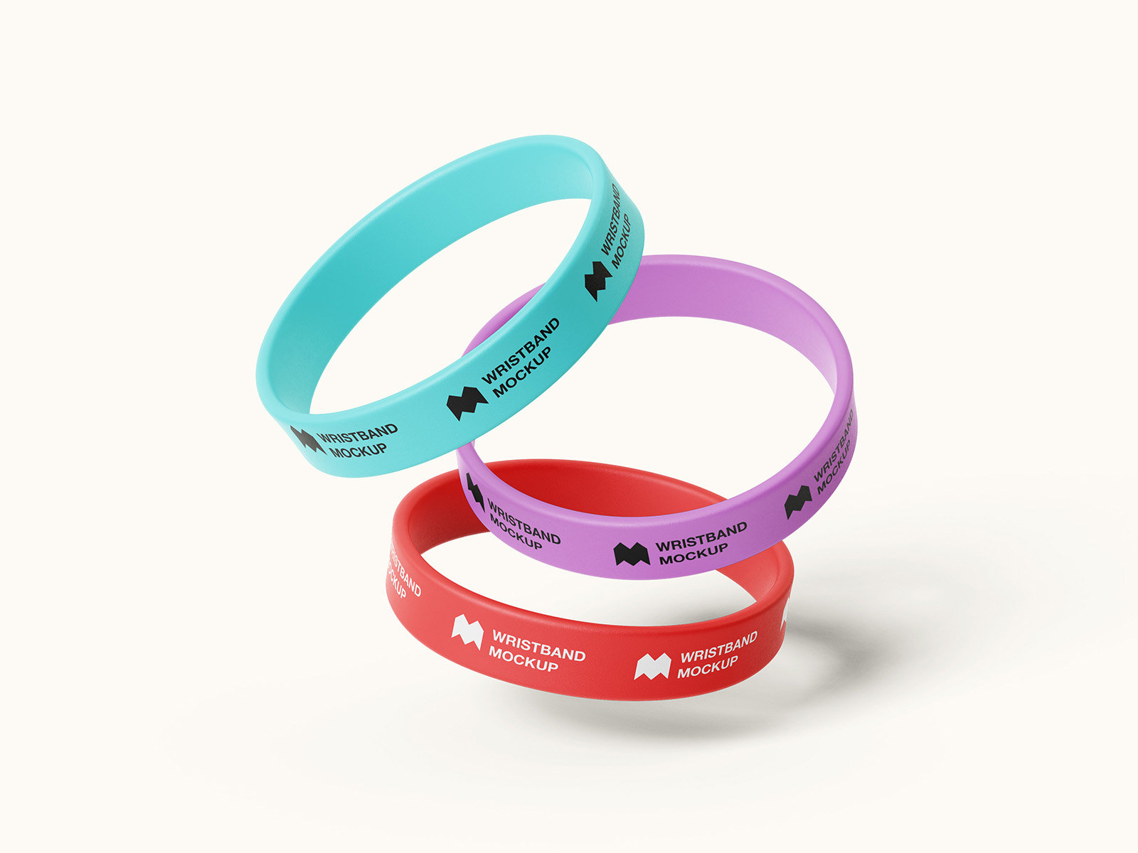 6 Mockups of Realistic Silicone Wristband FREE PSD