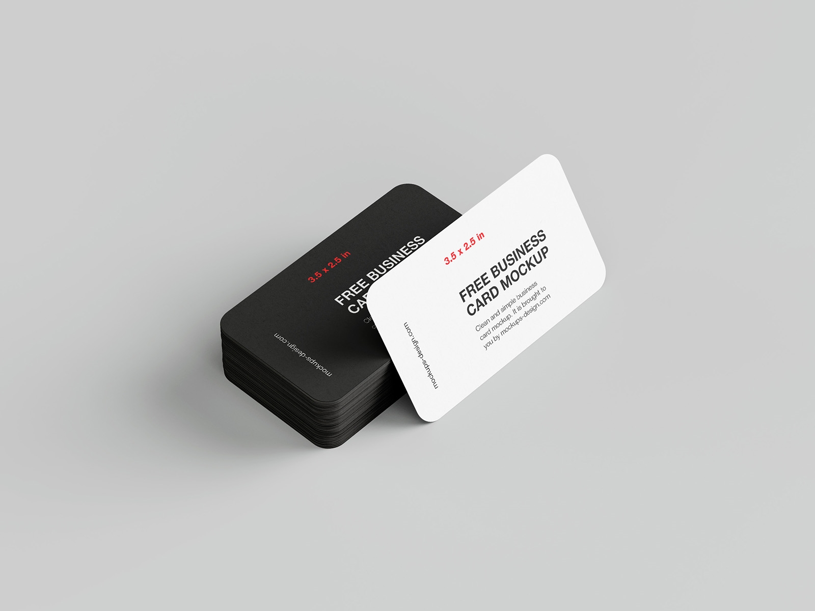 6 Rounded Business Cards Mockups in Top and Perspective Sight FREE PSD