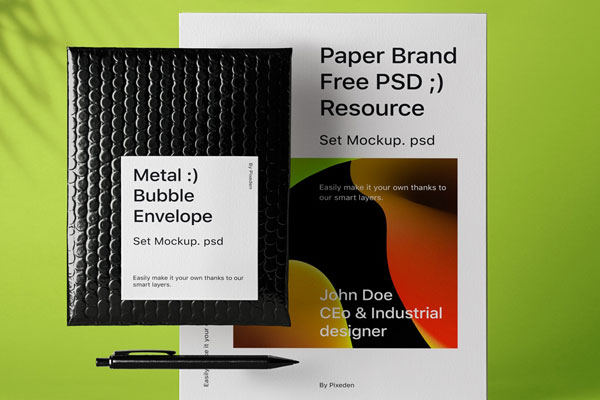 Bubble Envelope Mockup Featuring Letterhead FREE PSD
