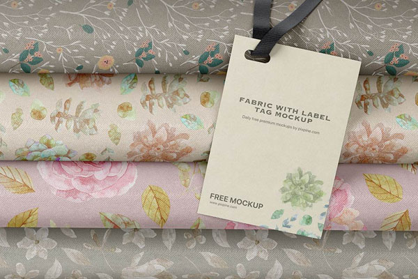 Folded Fabric Mockup with Hanging Label in Close-up Sight FREE PSD