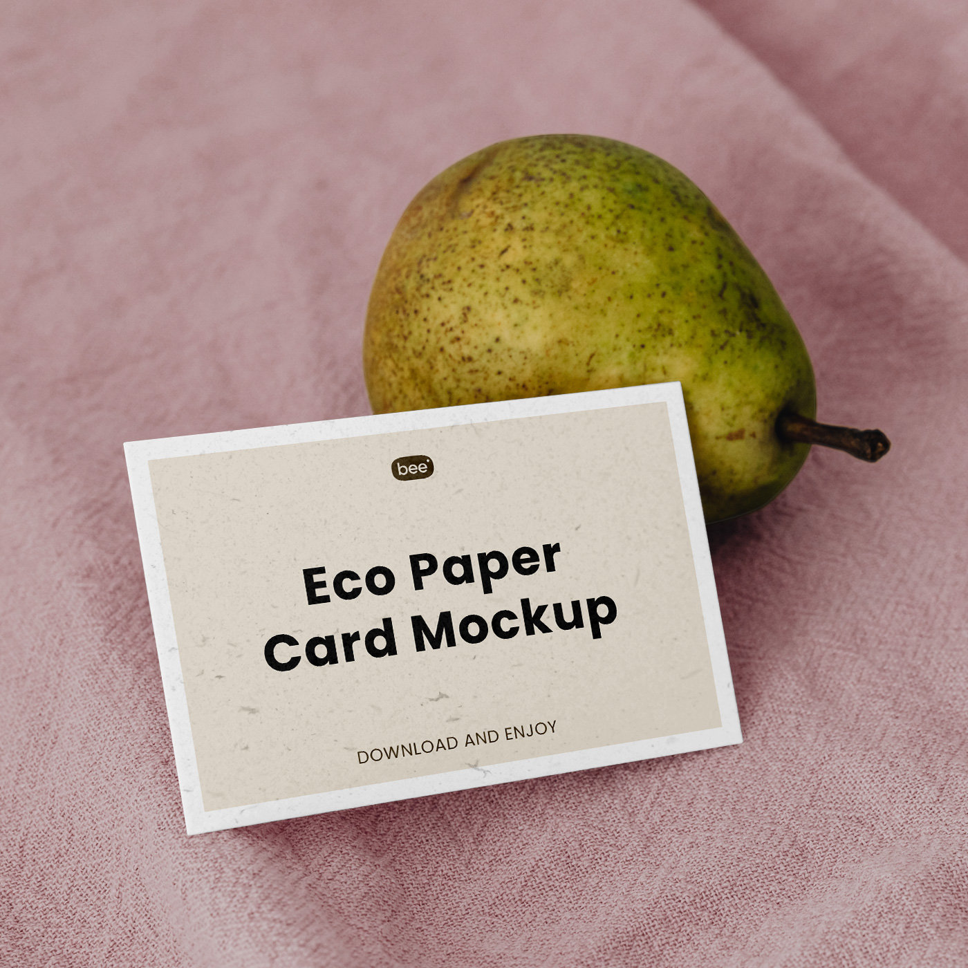 Front Sight of Eco Paper Card Mockup with Pear FREE PSD