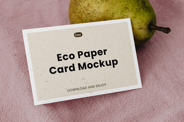 Front Sight of Eco Paper Card Mockup with Pear FREE PSD