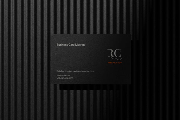 Front View of Business Card Mockup on Striped Shadow Wall FREE PSD